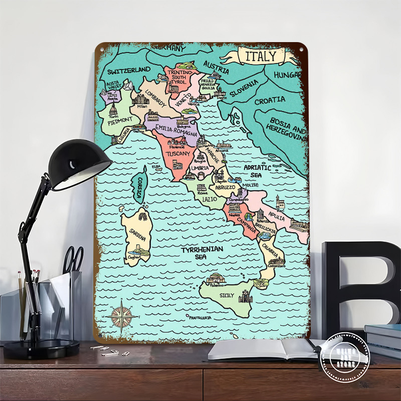 Peta Italia Berwarna-warni den - Custom Map Poster ulasan dan harga