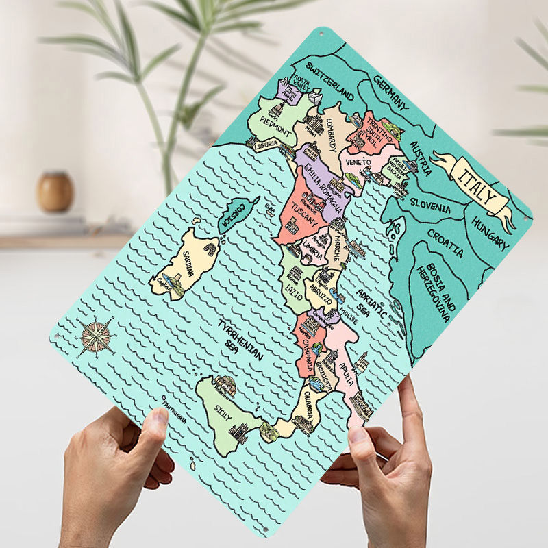 Peta Italia Berwarna-warni den - Custom Map Poster ulasan dan harga