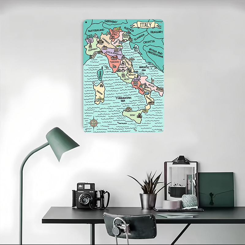 Peta Italia Berwarna-warni den - Custom Map Poster ulasan dan harga